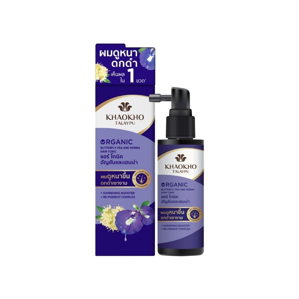 Khaokho Talaypu Organic Butterfly Pea and Henna Hair Tonic, 80ml
