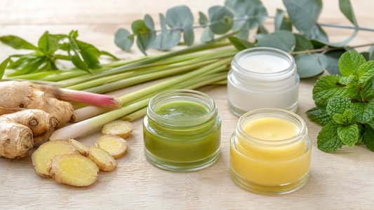 Thai herbal balms with ginger, lemongrass, eucalyptus and mint