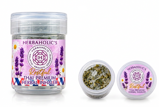 Studio composite of Herbaholic's Restful Thai Premium Herbal Inhaler, 15 g