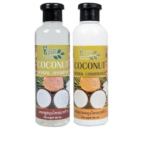 Bio Way Coconut Natural Herbal Hair Shampoo & Conditioner Set (360ml+360ml)