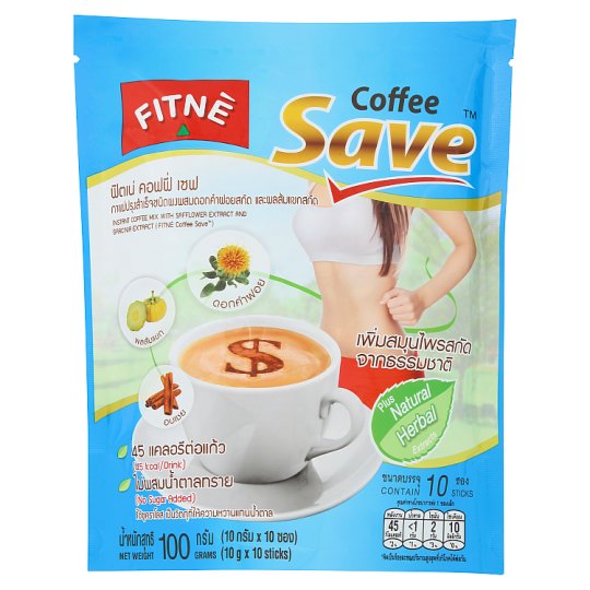 Fitnè Coffee Save Instant Coffee Mix with Safflower Extract and Garcinia Extract (10g x 10 sticks)